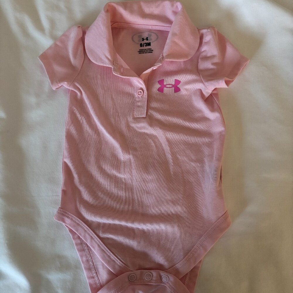 NWOT Under Armour 0-3 months Light Pink Polo onesie